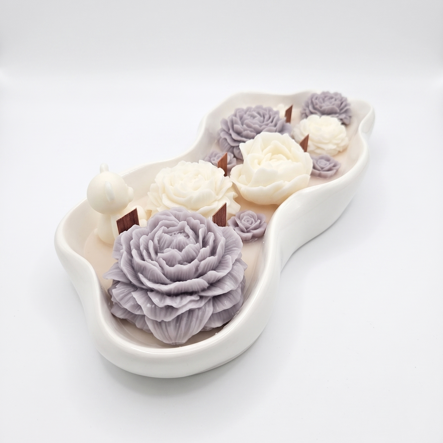Kerze Blühende Wolke - Weiß / Rosa / Paris