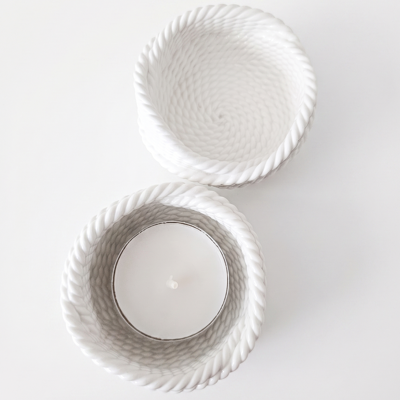 Design-Kerzenhalter Garn – Weiß