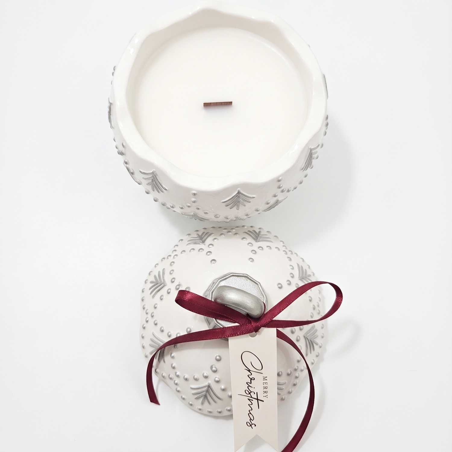 Kerze Christmas Bauble Enchanted MINI - Weiß / Silber / Winterzauber / MINI