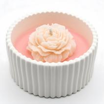Kerze Satin Lotus - Weiß / Rosa / Kirsche, Mandel