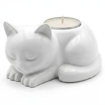 Design-Kerzenhalter Katze – Weiß