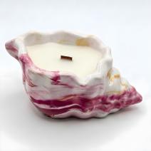 Duftkerze Rosarote Flut - Rosa / Weiß / Gold / Kirsche, Mandel