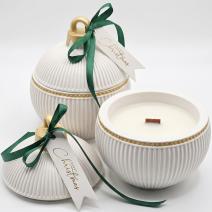Duftkerze Christmas Bauble Elegance - Weiß / Gold / Winterzauber