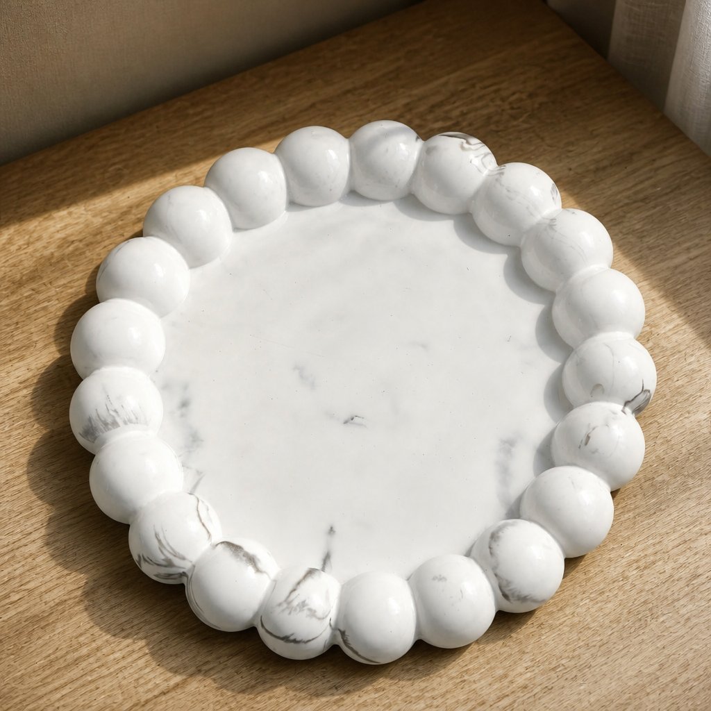 Design-Tablett Perla - Weiß / Silber
