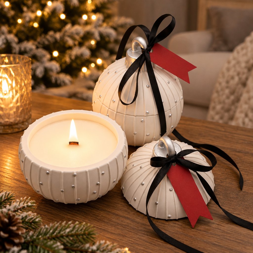 Duftkerze Christmas Bauble Charming - Weiß / Silber / Winterzauber