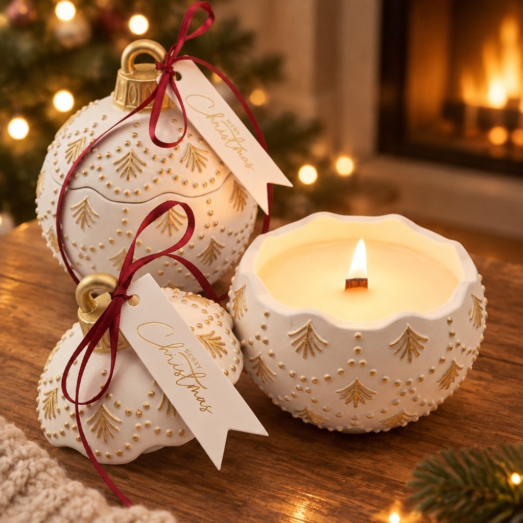 Duftkerze Christmas Bauble Enchanted MINI - Weiß / Gold / Winterzauber